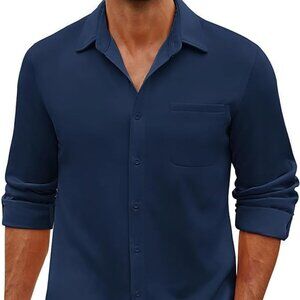 Coofandy Men's Long Sleeve Wrinkle Free Shirt Casual Button Down w/Pocket Medium